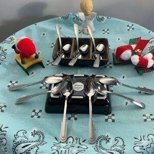 LUZERNE Condiment Dipper w/3 sections (2) & Oneida Demi Spoons (12) = 14 pieces